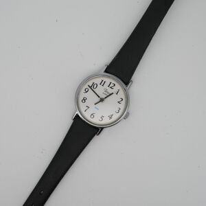 Timex Quartz Watch 23mm White Dial Black Rubber Strap New Battery Runs